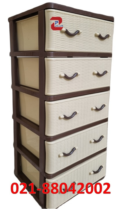 فایل کشویی پلاستیکی دراور سایزبزرگ طرح حصیری 5کشو کد 405